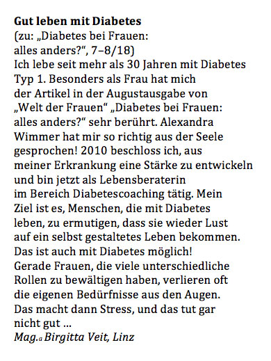 Beitrag in Welt der Frau